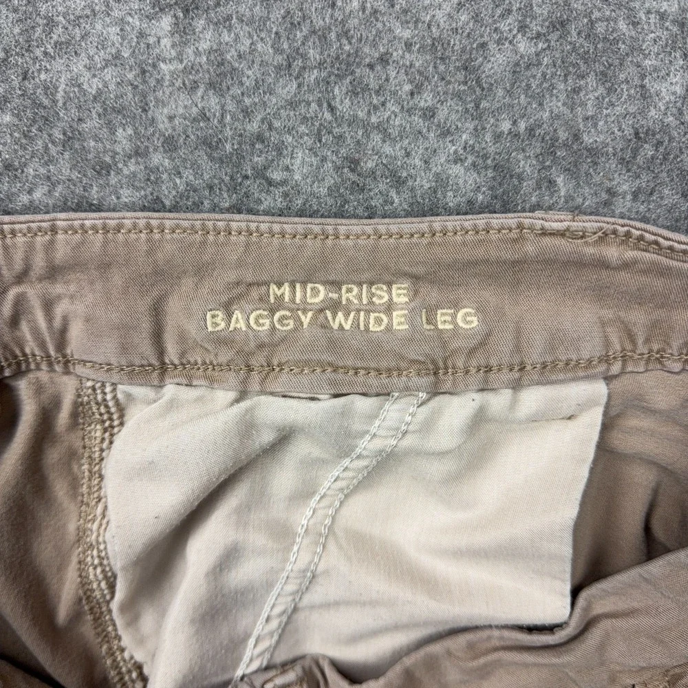 American‎ Eagle Jeans Womens 10 Brown Khaki Baggy Wide Leg Cargo Stretch Y2K